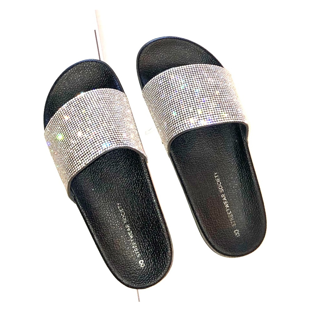 “Street wear society”Rhinestone blk slip o…